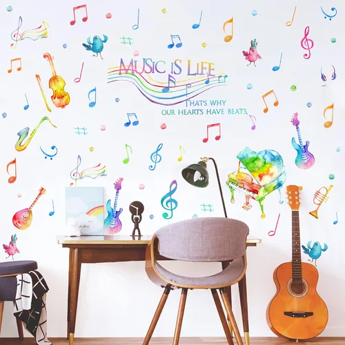 Vista 8 de Yovkky Calcomanías de pared para habitación de los niños, decoración neutra de picnic al aire libre, casa rodante, hoguera, guardería, sala