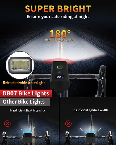 Vista 9 de DARKBEAM Luz para bicicleta, faros delanteros de bicicleta superbrillantes de alta luminosidad USB recargable, luces de ciclismo impermeables de 4