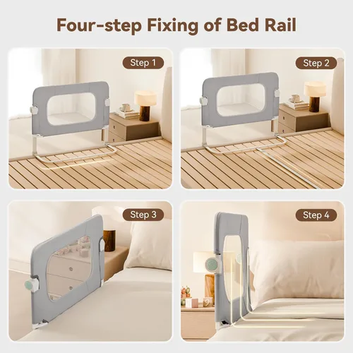Vista 7 de Tivellary Barrera de seguridad reforzada para cama de niños pequeños – Protector de barandilla de cama de 32” con material engrosado, protector