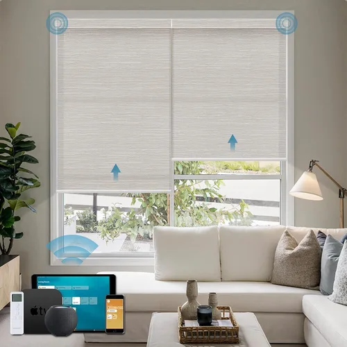 Vista 44 de Cortinas enrollables inteligentes de filtrado de luz motorizadas compatibles con HomeKit, persianas inteligentes para ventanas con 1% de apertura