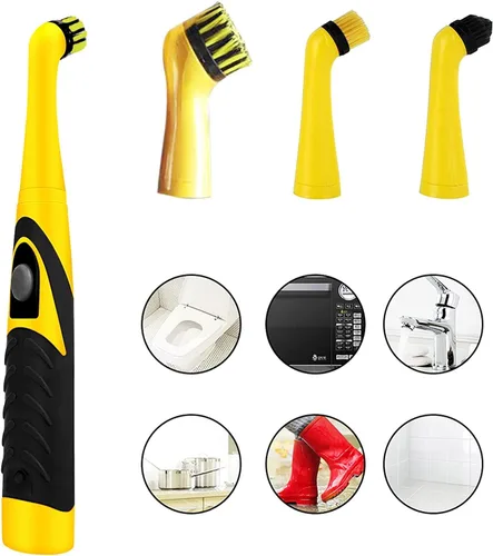 Vista 3 de Cepillo de limpieza electrónica para el hogar con 4 cabezales de cepillo para limpieza de cocina y hogar