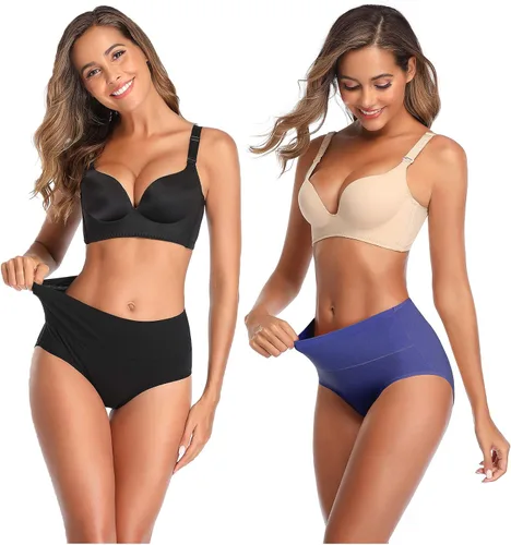 Vista 2 de ASIMOON Ropa interior para mujer, ropa interior de algodón, posparto, con control de abdomen, elásticos, transpirables, cobertura completa