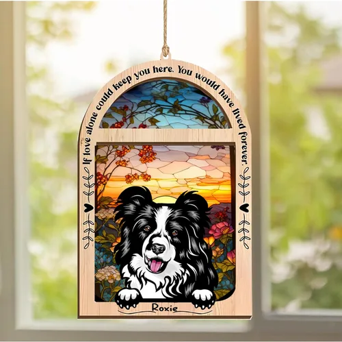 Vista 315 de LOVELYPOD Adorno de Navidad personalizado de sabueso afgano, atrapasoles con nombre, regalos de pérdida de mascotas, regalos para amantes