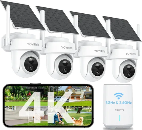 Vista 10 de 4K Security Cameras Wireless Outdoor, No Subscription, Works in -14°F Cold [2026 NEW] Solar-Powered Home Security Camera System with 360° Auto