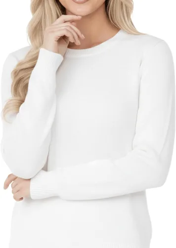 Vista 22 de YEMAK suéter de punto casual básico ligero con cuello redondo y manga 3/4 para mujer A.mk3636 - Negro