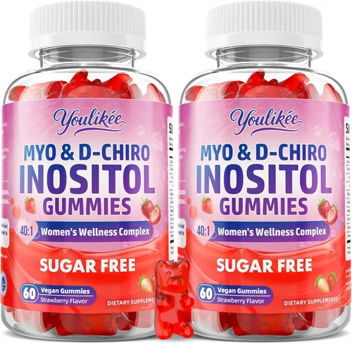 Vista 9 de Gomitas de mio-inositol y D-Chiro inositol para mujer, sin azúcar, 60