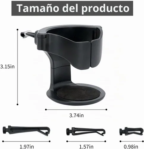 Vista 2 de 1 pieza de soporte para vaso para automóvil, soporte portátil de ABS ajustable con varilla de carga antideslizante universal para ceniceros