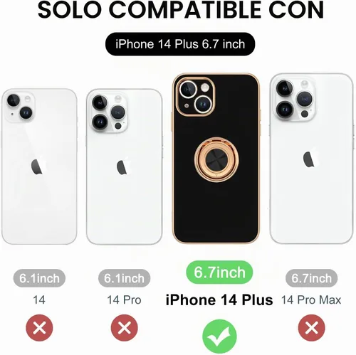 Vista 7 de Hython Funda para iPhone 14 Plus con soporte de anillo [soporte de anillo giratorio de 360° con soporte magnético] [Soporte de montaje en automóvil]