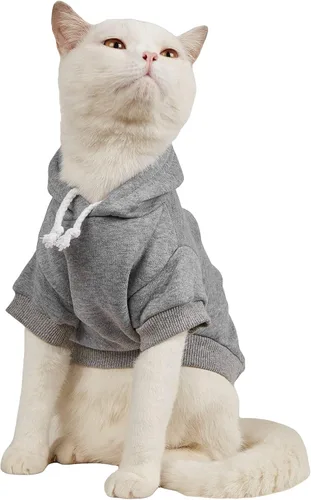 Vista 20 de QWINEE Sudadera básica con capucha para perro, suéter cálido para gatos, ropa para mascotas para Chihuahua, cachorro, gatito, perros pequeños