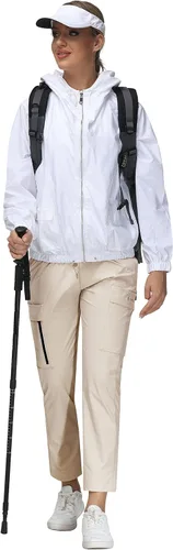 Vista 6 de MoFiz Pantalones de senderismo para mujer de secado rápido ligeros pantalones de tobillo con bolsillos