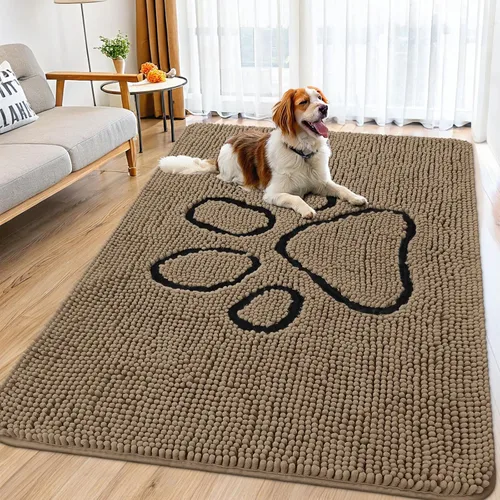 Vista 133 de Smiry Tapete para puerta de perro para patas fangosas, absorbente y Gris y negro