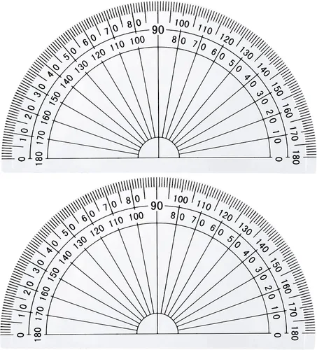 Vista 7 de Outus Transportador de plástico para medición de ángulo, matemáticas, 180 grados, 4 pulgadas, transparente, paquete de 10