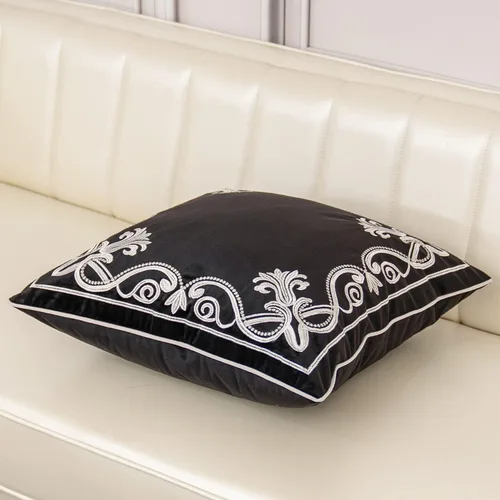 Vista 3 de Aeckself Funda de almohada floral europea de 16 x 16 pulgadas, funda de almohada decorativa bordada de terciopelo de lujo para sofá, dormitorio