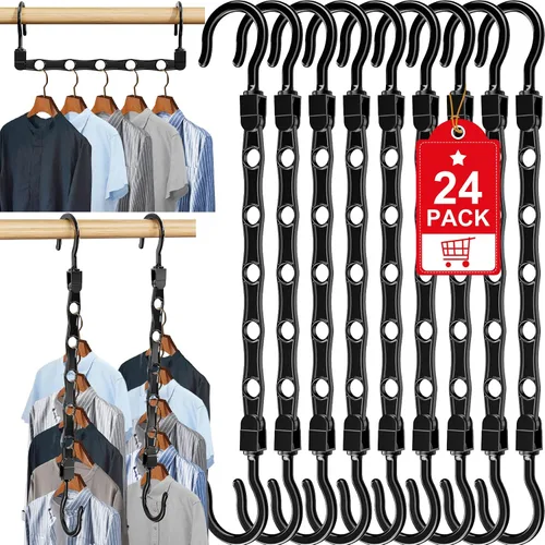 Vista 12 de Paquete de 10 perchas mágicas de plástico que ahorran espacio, organizador de perchas para camisas que ahorran espacio, múltiples perchas para ropa