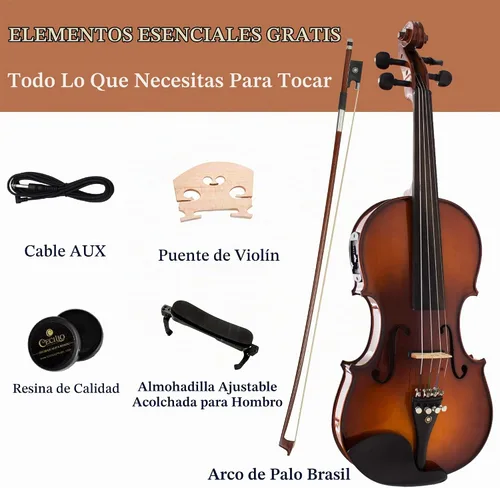 Vista 7 de Violín acústico/eléctrico de ébano Cecilio CVNAE, 4/4 (tamaño completo)