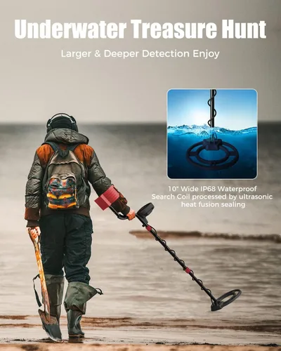 Vista 4 de Detector de metales profesional para adultos, detectores de metales de oro ligeros con pantalla LCD, localización precisa y discriminación y filtro
