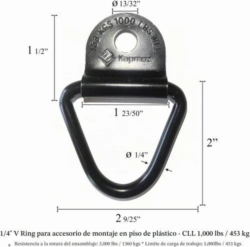 Vista 3 de Anclajes de amarre para caja de camión resistente, anillos de enganche para remolques, perno de carga en anillo en V, accesorios de riel