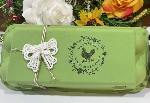Vista 6 de Sello de cartón de huevos Sellos personalizados de cartón de huevos Sello de huevos de gallina Sello de goma de madera personalizado