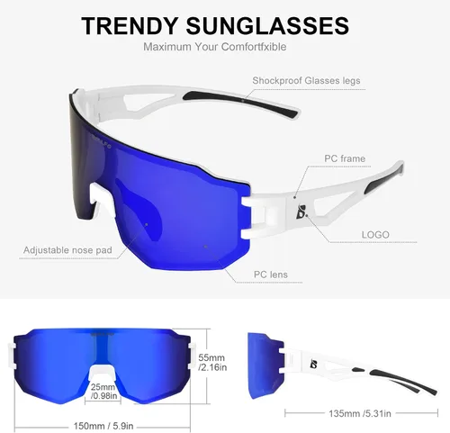 Vista 3 de BOLLFO Lentes de sol de ciclismo protección ultravioleta400 polarizado para hombres y mujeres