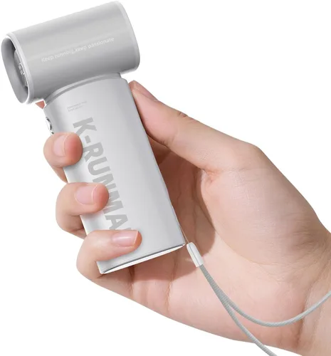 Vista 10 de Ventilador turbo portátil de mano, 5 velocidades, viento fuerte, mini ventilador personal con pantalla LED, enfriamiento máximo de 19 horas, Negro