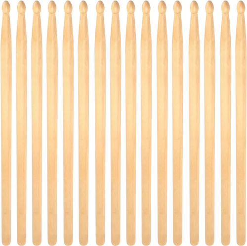 Vista 4 de Baquetas, 12 pares de baquetas 5A, 16 pulgadas, baquetas clásicas con punta de madera a granel, baquetas 5A, baquetas de madera de arce, por