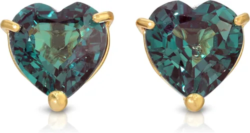 Vista 5 de Galaxy Gold GG Juego de collar y aretes de oro amarillo macizo de 14 quilates con corazón cultivado en laboratorio, grado AAA