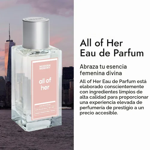 Vista 2 de Modern Memory All of Her Eau de Parfum para mujer, 2.5 onzas líquidas, notas de frambuesa roja, jazmín y ámbar
