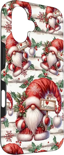 Vista 3 de iPhone 16 Love Christmas Gnomo Shabby Chic Decoración para mujer Bonita funda de Navidad