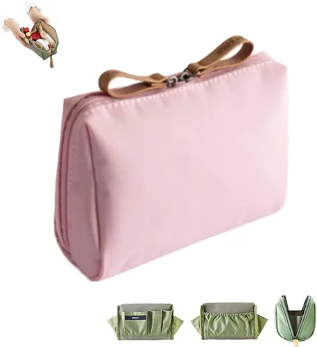Vista 6 de Bolsa de maquillaje de viaje para mujer, mini bolsa de maquillaje de viaje impermeable, bolsa de embrague, bolsa multifuncional de gran capacidad