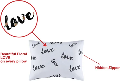 Vista 3 de 2 fundas de almohada de viaje para niños pequeños con estampado de amor, 15 x 20 pulgadas, con cierre de cremallera, funda de almohada rectangular