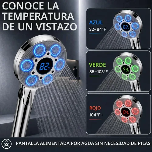 Vista 2 de Cabezal de ducha LED con mano, cambio