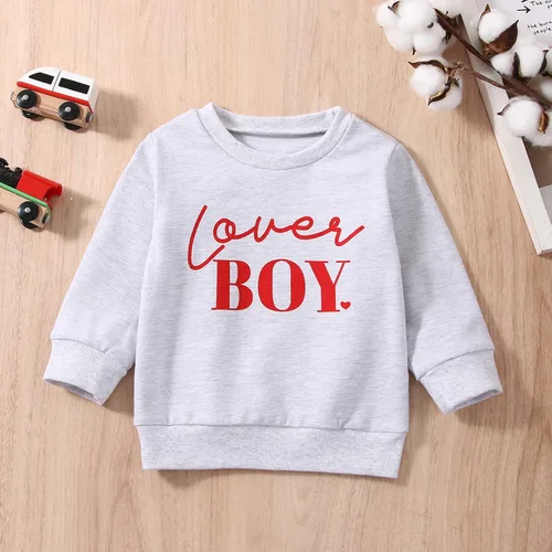 Vista 3 de JLKGICF Traje de San Valentín para bebé y niña pequeña, sudadera con estampado de letras, cuello redondo, ropa de San Valentín