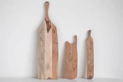 Vista 2 de Creative Co-Op Rectángulo de madera de acacia queso/tabla de cortar con mango (DF3136)