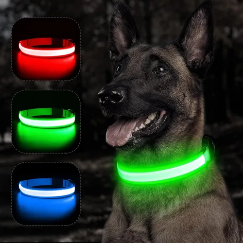 Vista 12 de BSEEN Collar para perro con luz LED, recargable, collares reflectantes resistentes al agua para cachorros, con luces navideñas que brillan