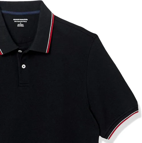 Vista 9 de Tienda Essentials Camiseta polo para hombre de manga corta y ajuste ajustado de algodón piqué