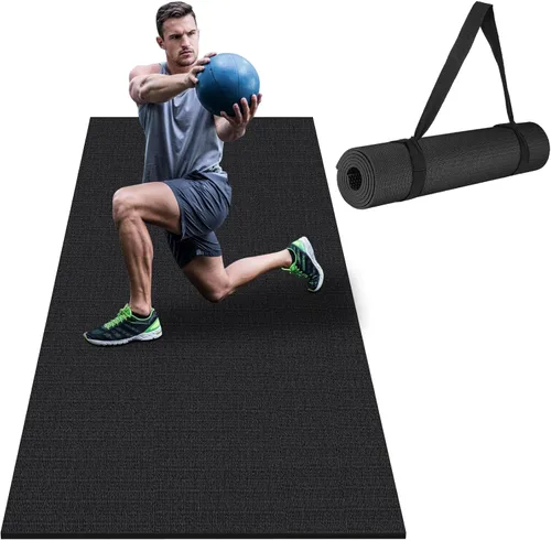Vista 8 de Tapete de ejercicio grande de 8 x 5 pies 12 x 6 pies para gimnasio en casa, tapete de ejercicio resistente para suelo de gimnasio, esterilla