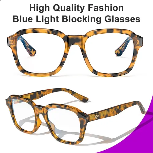Vista 4 de VISOONE Oversized Cute Chunky Square Computer Glasses for Women Men BENNETT Blocking 99% Harmful Blue Light Anti Glare TR90 Lightweight Clear
