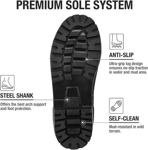 Vista 4 de HISEA Botas de lluvia Chelsea para hombre, impermeables, de goma, duraderas, aisladas, para trabajo al aire libre