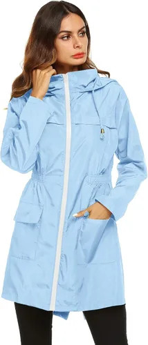Vista 3 de Lomon - Chaqueta de mujer para la lluvia, impermeable y ligera, con capucha, para exteriores