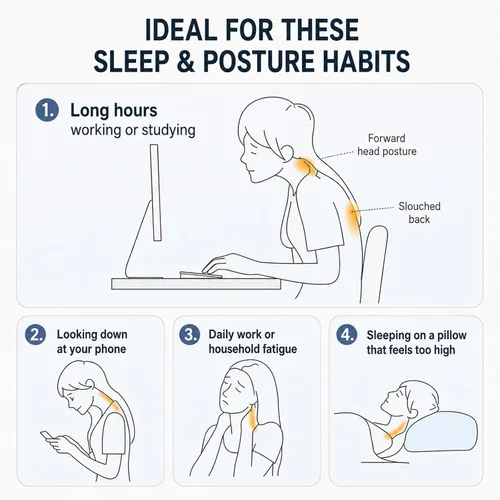 Vista 8 de Almohada cervical ergonómica de espuma viscoelástica para aliviar el dolor