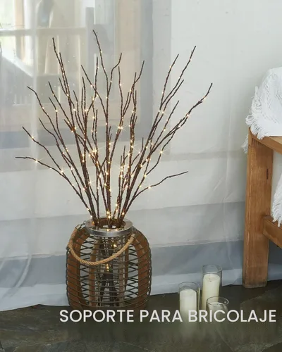 Vista 5 de Birchlitland - Ramas iluminadas para jarrón de 32 pulgadas de alto, 150 luces LED, enchufe, ramas artificiales de sauce marrón con temporizador