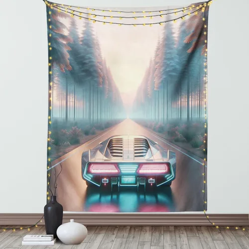 Vista 150 de Ambesonne Tapiz Trippy, vista panorámica de la cascada con bosques de ensueño y mandala oriental psicodélico, decoración de tela para colgar