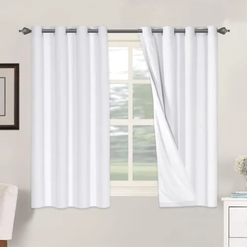 Vista 189 de H.VERSAILTEX Cortinas 100% opacas con aislamiento térmico, texturizadas, de lino, con bloqueo completo de calor y luz, para sala de estar y Negro