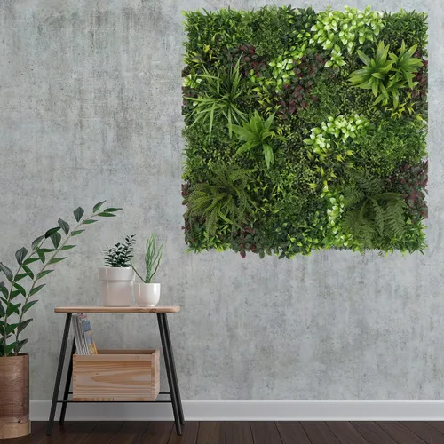 Vista 4 de ULAND Paneles de pared de plantas artificiales, 1 pieza de 40 x 40 pulgadas, decoración de fondo de pared de césped verde, hojas de hiedra