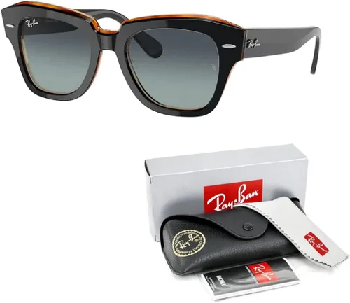 Vista 3 de Ray-Ban State Street RB2186 - Lentes de sol cuadrados para hombre y mujer + paquete con kit de gafas de diseñador iWear