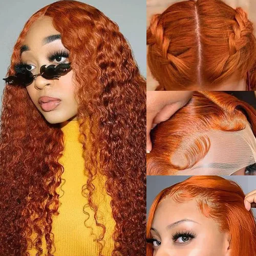 Vista 12 de Pelucas de cabello humano con encaje frontal lacio HD transparentes de 13 x 4, color degradado Ombre, onda profunda de 4/27, pelucas de encaje