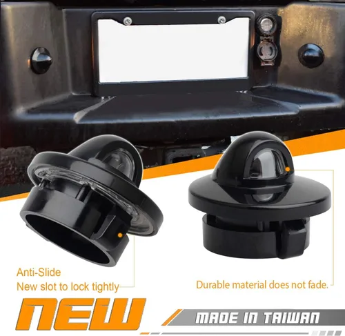 Vista 2 de HERCOO - Lámparas para placa de matrícula con lente y carcasa negra compatibles con F150 F250 F350 F450 F550 Super Duty Bronco Excursion Expedition
