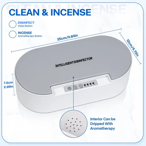 Vista 5 de Caja de limpieza de uñas, con carga USB portátil de luz azul Efficient Health Protection For Manicure Beauty Barber Salon Tools, Jewelry, Glasses