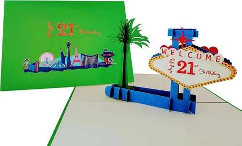 Vista 2 de iGifts And Cards Fabulous - Tarjeta emergente de cumpleaños de Las Vegas 21 – Celebración de hito, regalo de edad legal, felicitaciones, regalo