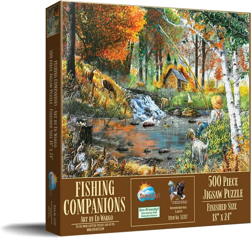 Vista 2 de SUNSOUT INC - Fishing Companions - Rompecabezas de 500 piezas por artista: Ed Wargo - Tamaño acabado 18" x 24" - MPN # 52317